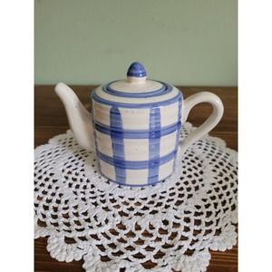 Country Living Dry Goods by Enesco Mini Teapot Vintage 1999 Blue Plaid